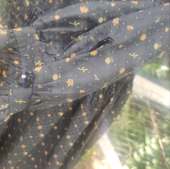 Gunne Sax Vintage Floral Smocked Waist Prairie Dress with Buttons - Picture 5 of 7